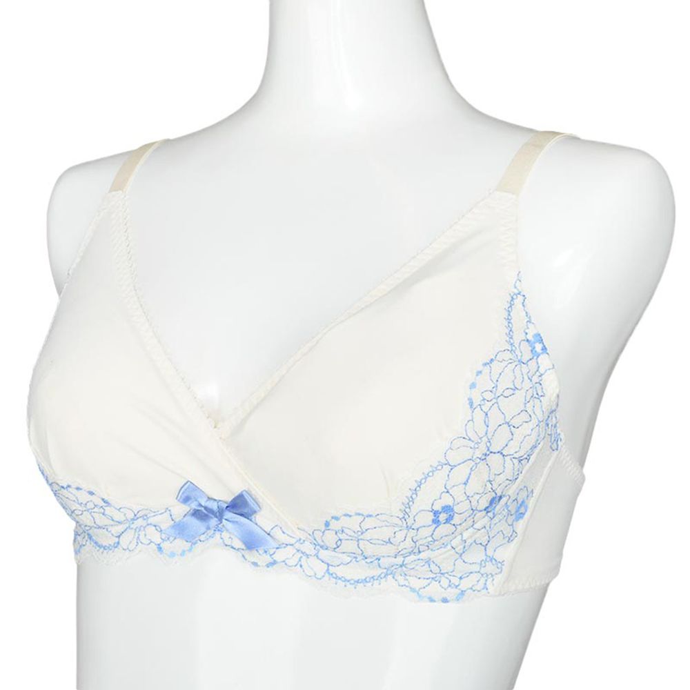 akachan honpo - 有鋼圈胸罩 具哺乳功能 側邊蕾絲-米白色