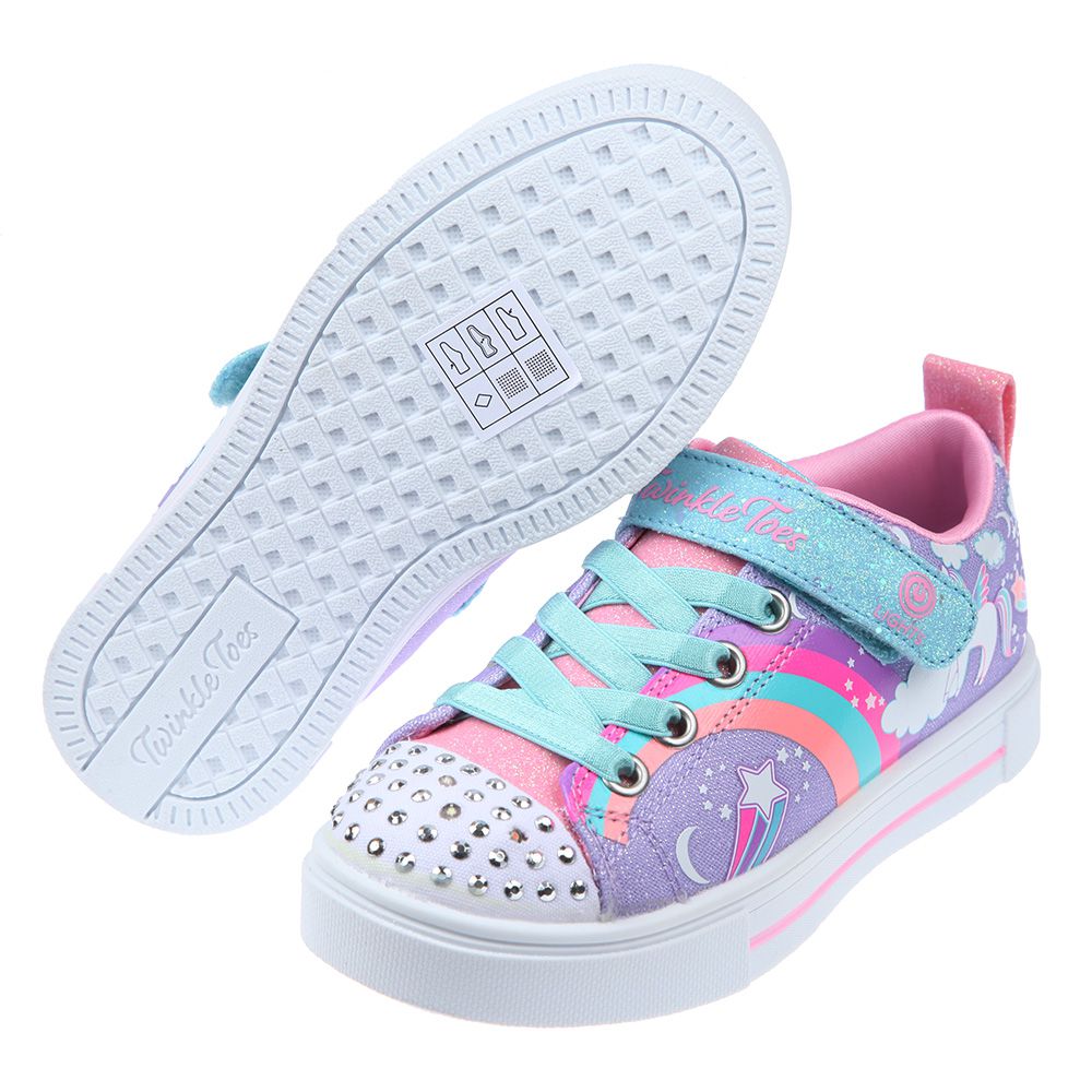 SKECHERS - 夢幻獨角獸紫色兒童電燈休閒鞋