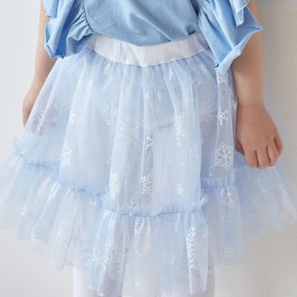 韓國 kikimora - 燙金雪花紗褲裙-淺藍
