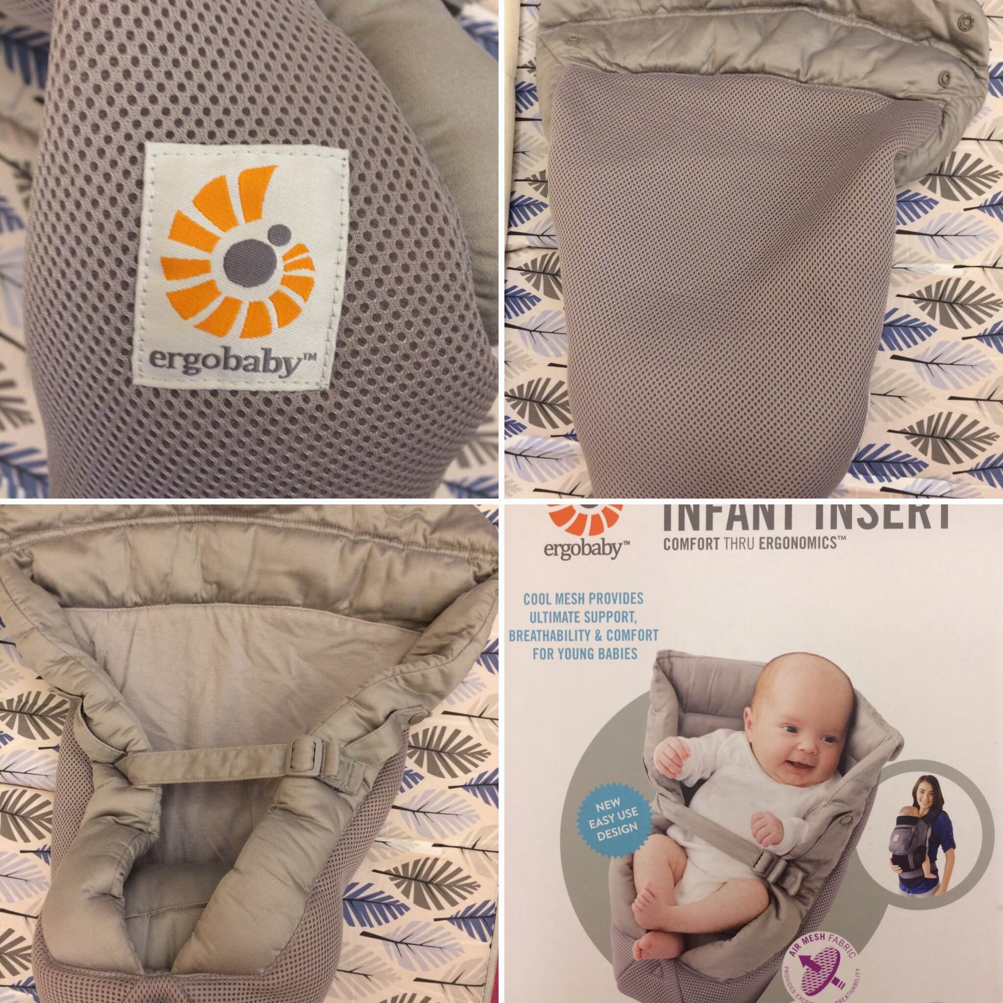（售）美國Ergobaby背帶配件心貼心嬰兒護墊-灰色（透氣款）