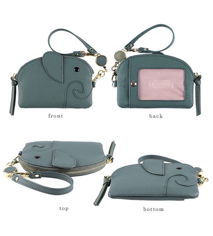 日本 LIZDAYS - 童趣大象附拉繩零錢/鑰匙包-薰衣草紫