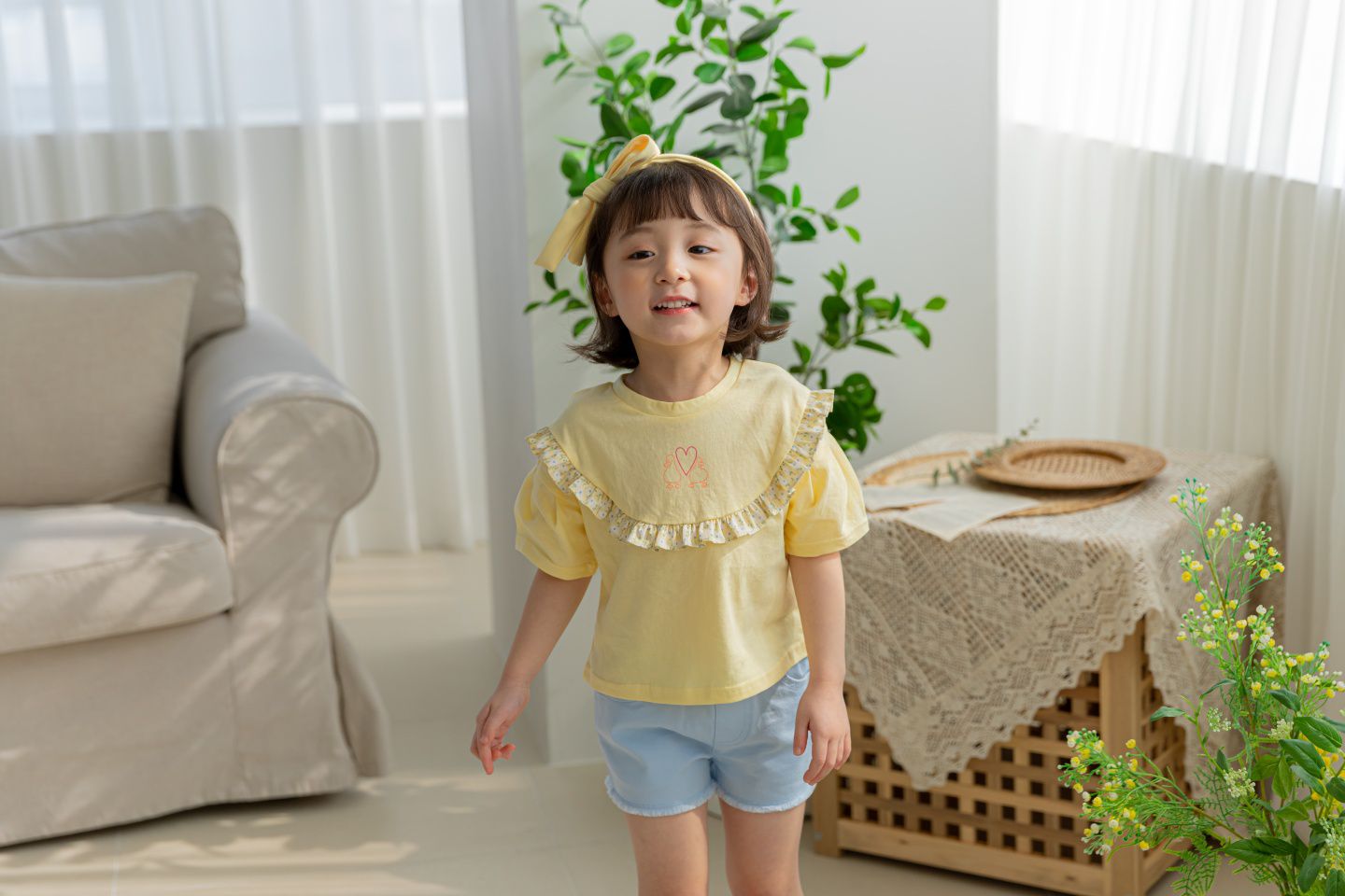 韓國 Orange Mom - 馬卡龍抓鬚短褲-天藍