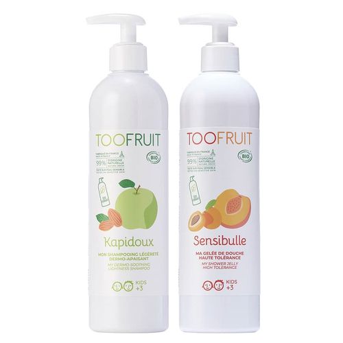 果漾明星沐浴潔髮組-果漾兒童青蘋無矽洗髮精400ml + 果漾保濕蜜桃沐浴露400ml