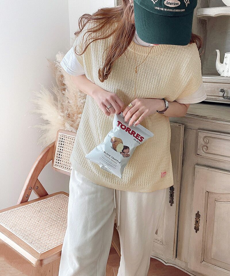 日本 Classical Elf - 百搭清新鉤針無袖上衣/背心-黑