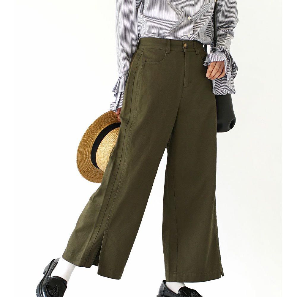 日本 zootie - 瘦瘦必備！100%棉美式休閒寬褲-橄欖綠