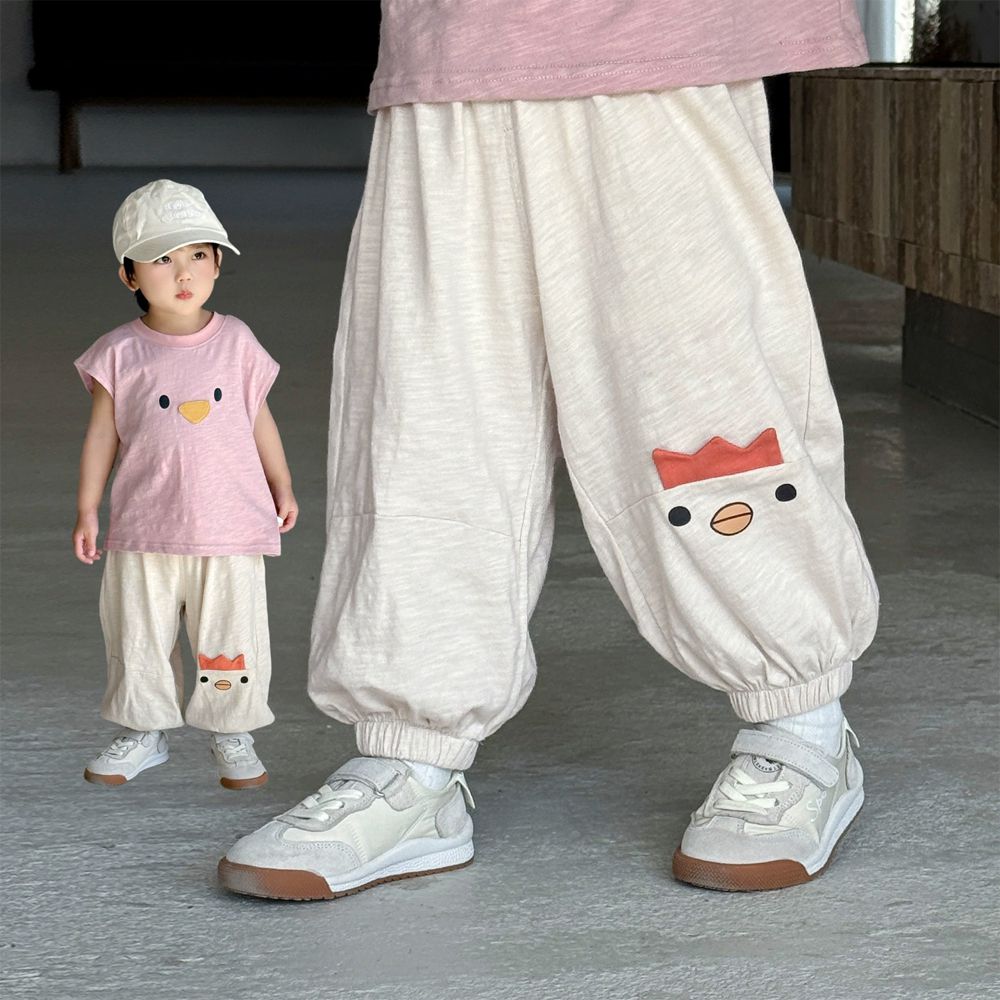 純棉輕薄透氣防蚊褲-可愛動物-淺米