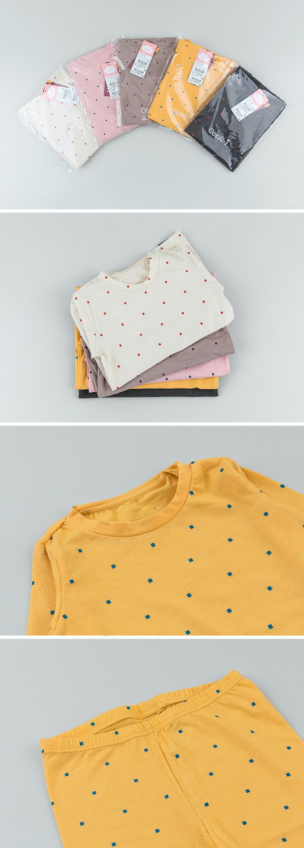 韓國 Cordi-i - 德國Viloft天然纖維保暖衣套裝-點點-可可