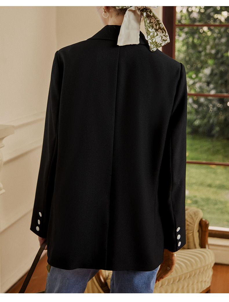 時尚寬鬆休閒西裝外套-黑色