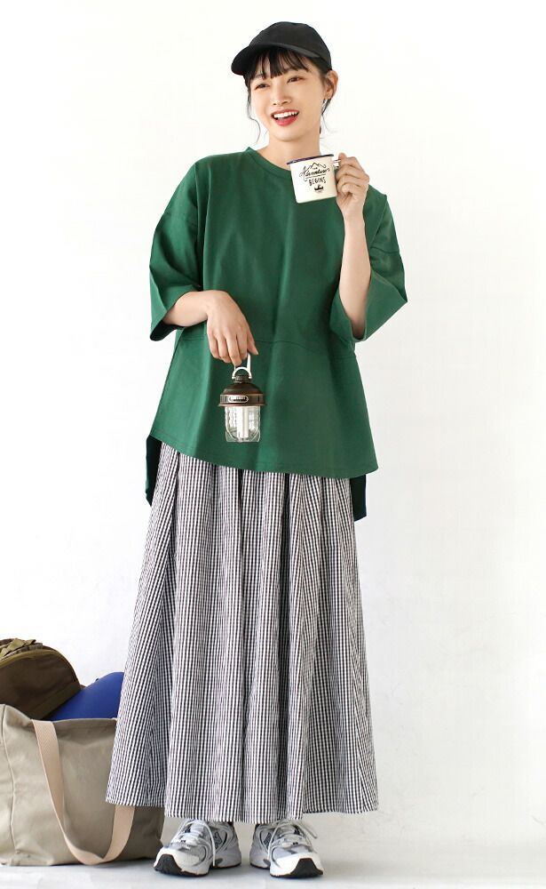 日本 zootie - 抗透汗 後開衩純棉長版短袖上衣-煙燻藍 (M-L)