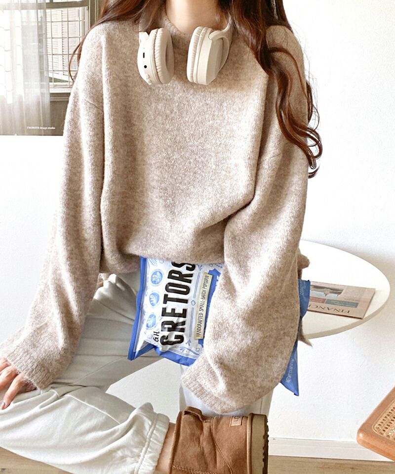 日本 Classical Elf - 二件式針織修身長版上衣+細肩背心-可可卡其