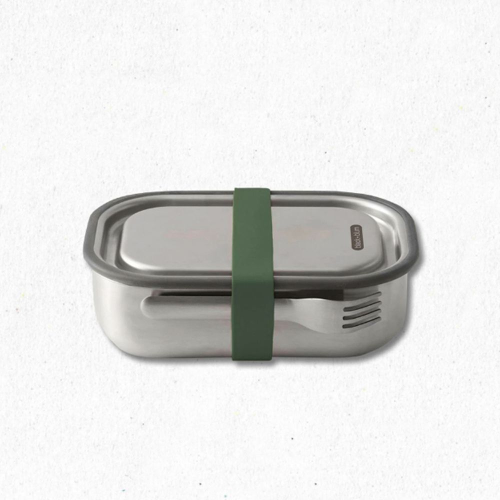 英國 BLACK+BLUM - 不鏽鋼滿分便當盒(1000ml/附餐具)-橄欖綠-1000ml
