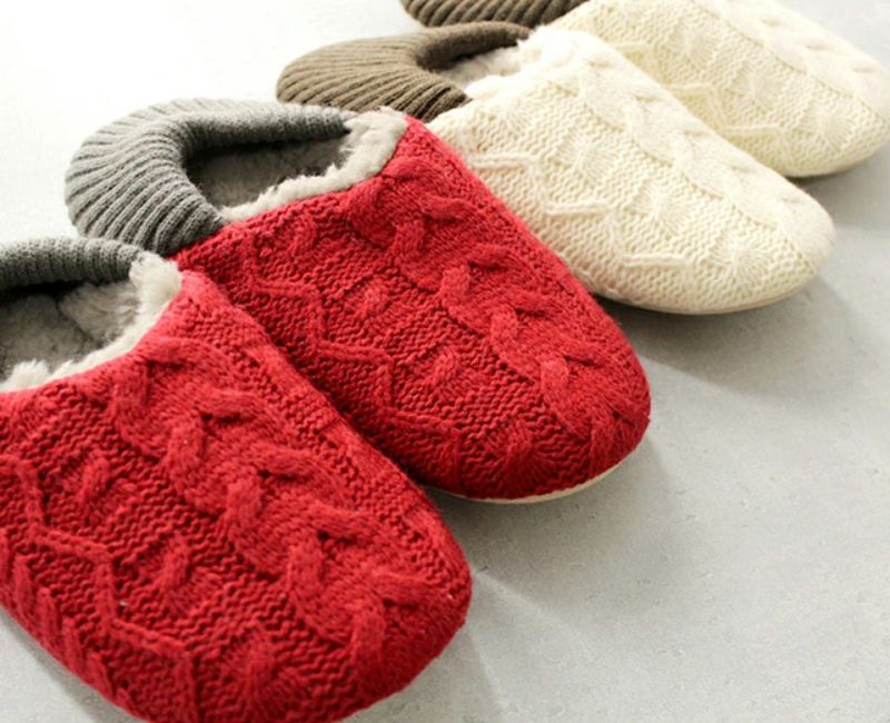 日本 BISQUE - 保暖室內拖-素色毛絨-深藍 (L(25-27cm))