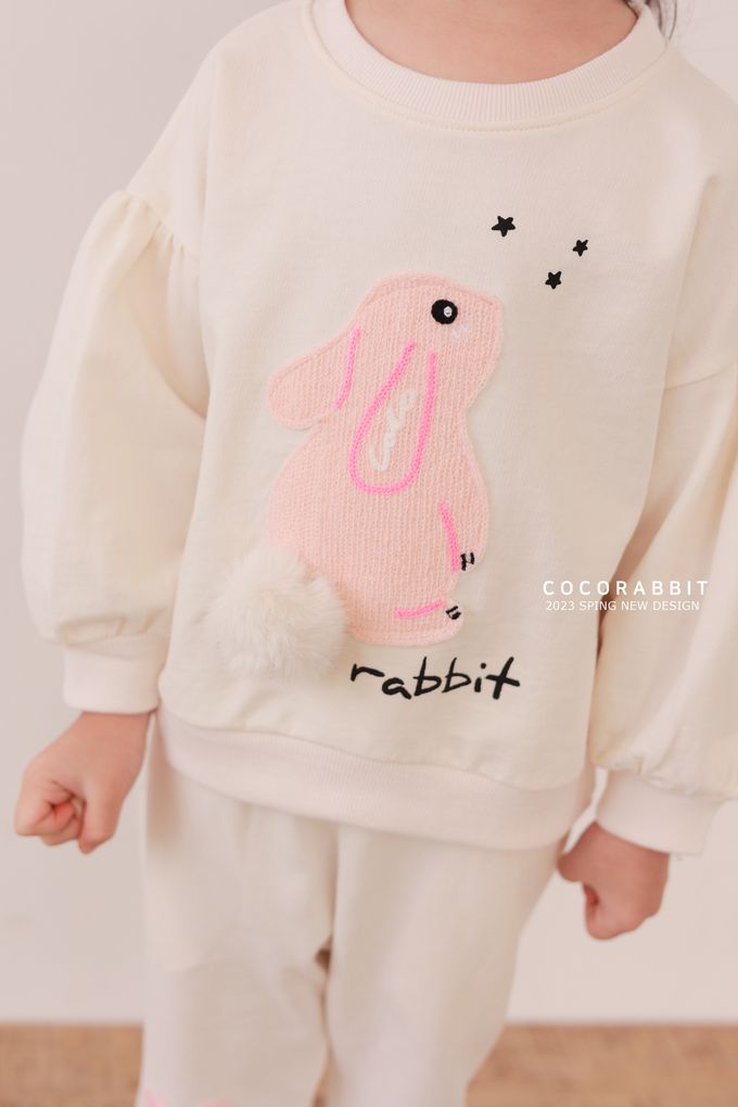 韓國 Coco rabbit - 毛圈兔兔印圓領長袖上衣-粉
