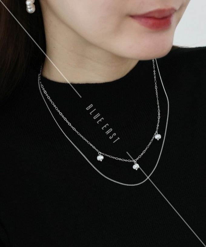 日本 BLUE EAST - 韓國製 淡水珍珠點綴雙層典雅項鏈-金