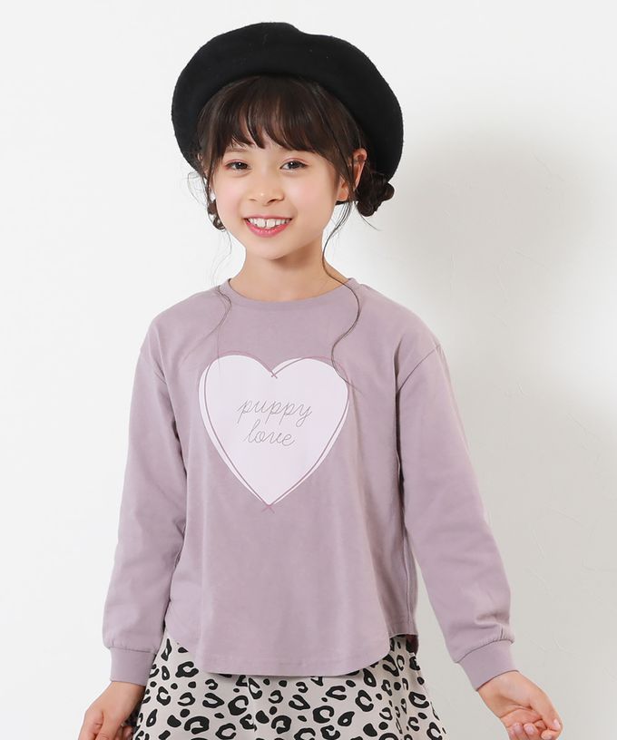 日本 devirock - 100%棉 女孩印花長袖上衣-貓咪線條-黑