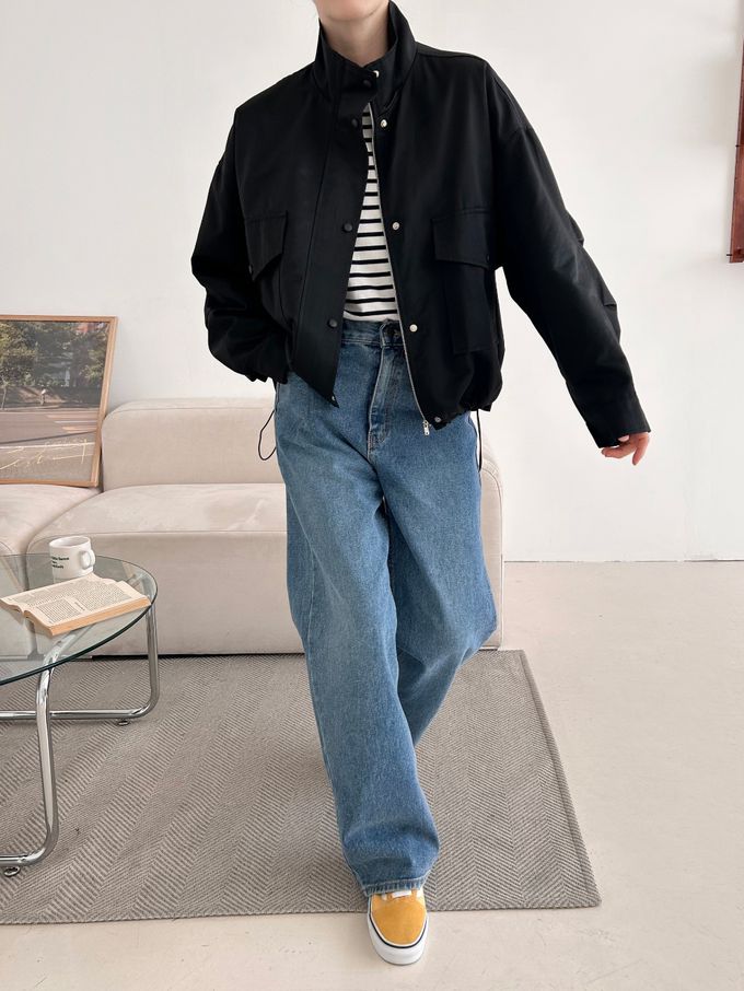 韓國女裝連線 - 秋季必備！短版風衣外套-黑 (FREE)