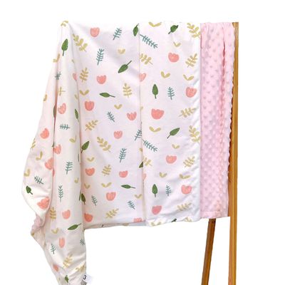 JoyNa - 雙層印花保暖蓋毯 包巾-花朵 (75*120cm)