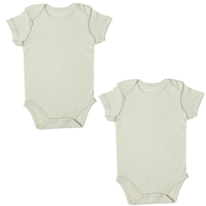 akachan honpo - 短袖有機包屁衣2件組-套頭式-綠色