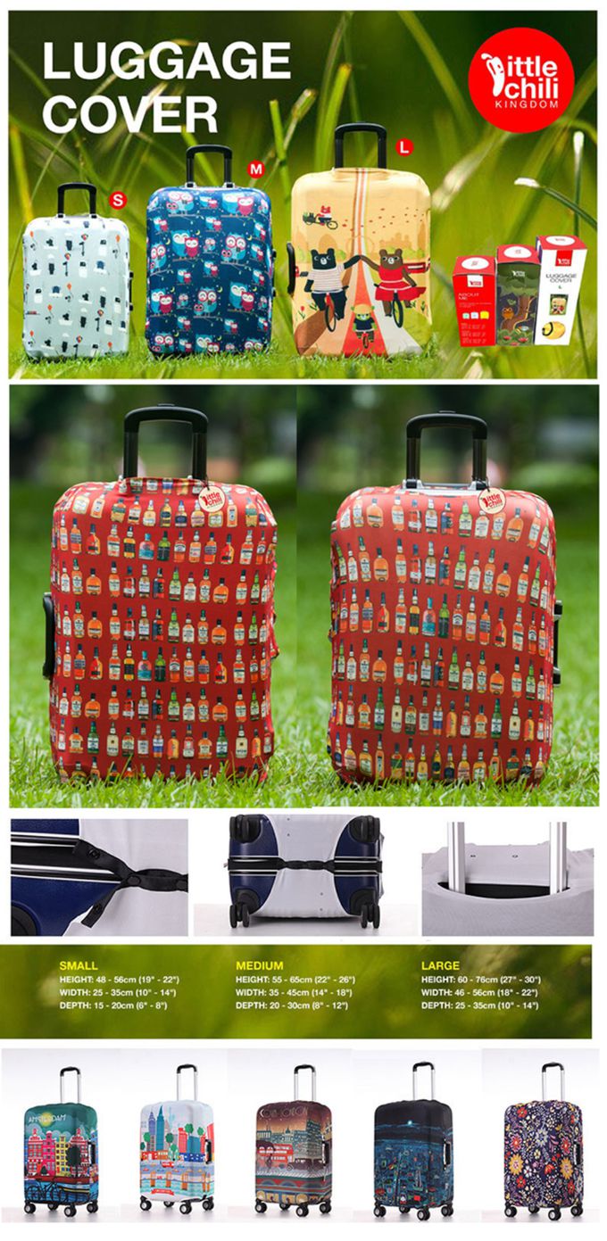 little chili - 繽紛行李箱套M-暢快人生-24吋 -高60 寬40 厚度25cm