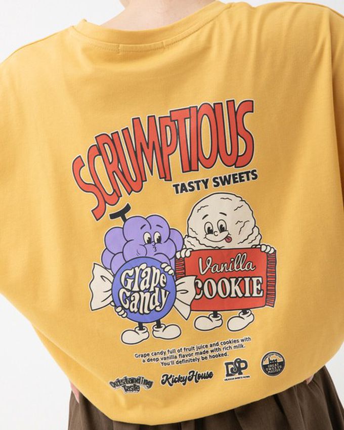 日本 gleam - 美式復古糖果印花寬大風短袖T恤-炭灰