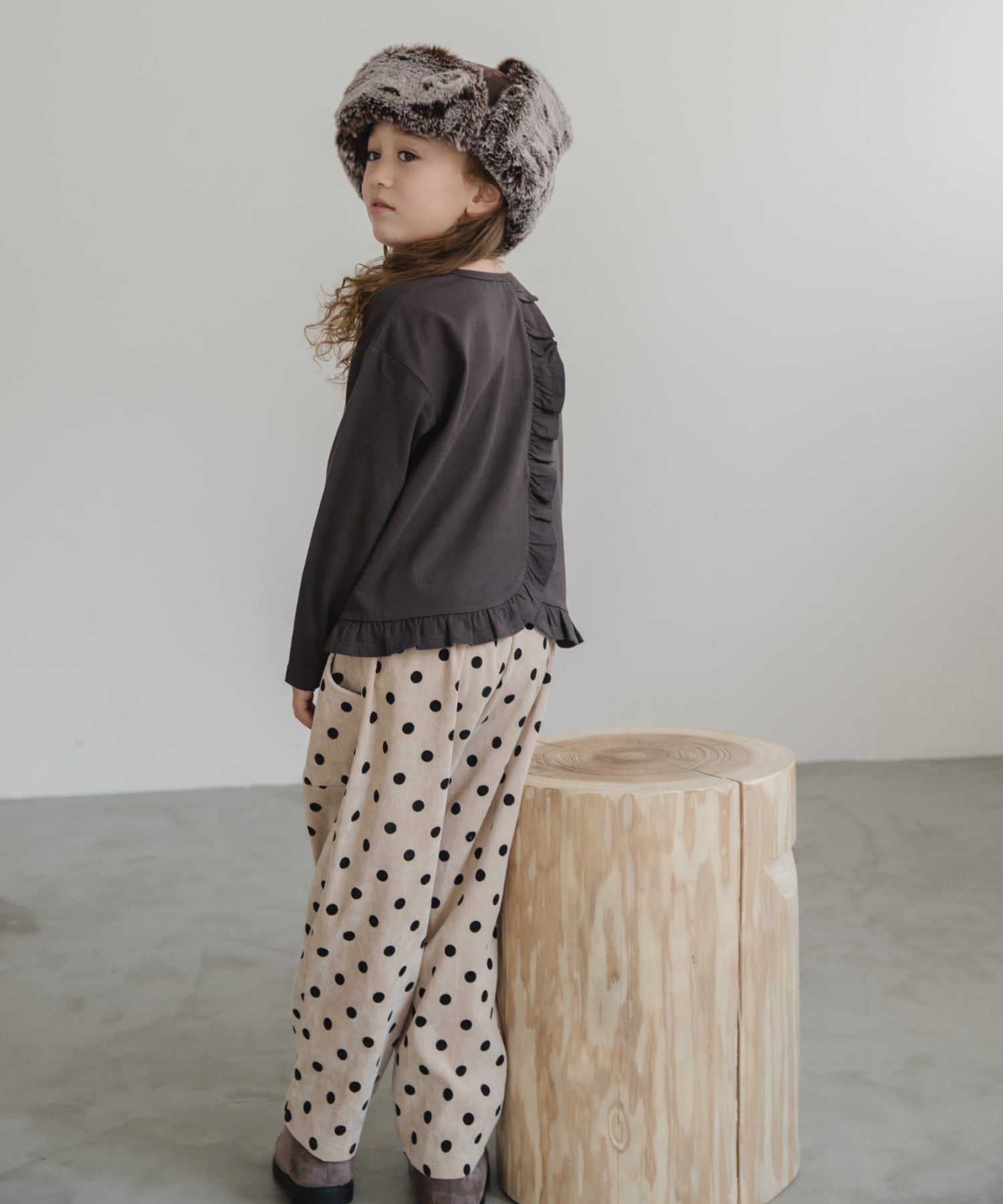 日本 PAIRMANON - 柔棉100% 可愛捲邊薄長袖上衣-桃粉