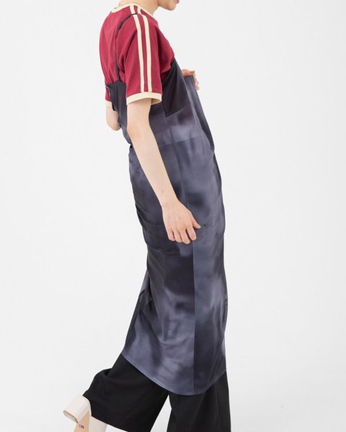 日本 gleam - 穿搭有型 暈染透膚細肩帶洋裝-橘系