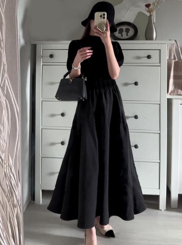 日本 GRL - 熱銷定番 百搭透氣修身長裙-經典黑