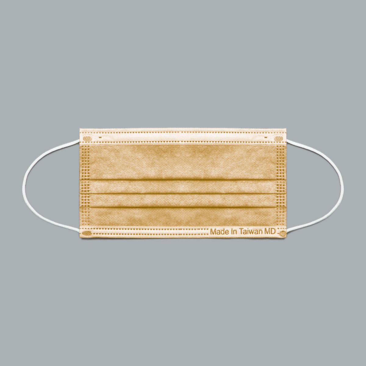 YSH 益勝軒 - 成人醫療級三層平面口罩/雙鋼印/台灣製-奶茶色 (17.5x9.5cm)-50入/盒(未滅菌)