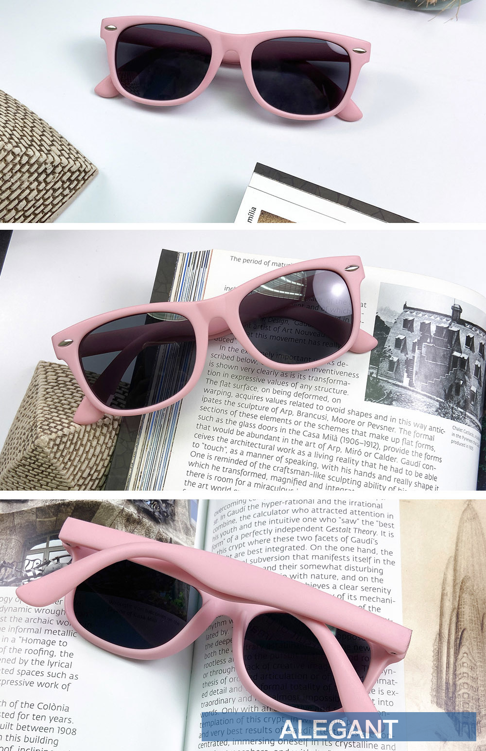 ALEGANT - 俏皮粉中性兒童專用輕量彈性偏光墨鏡│UV400太陽眼鏡