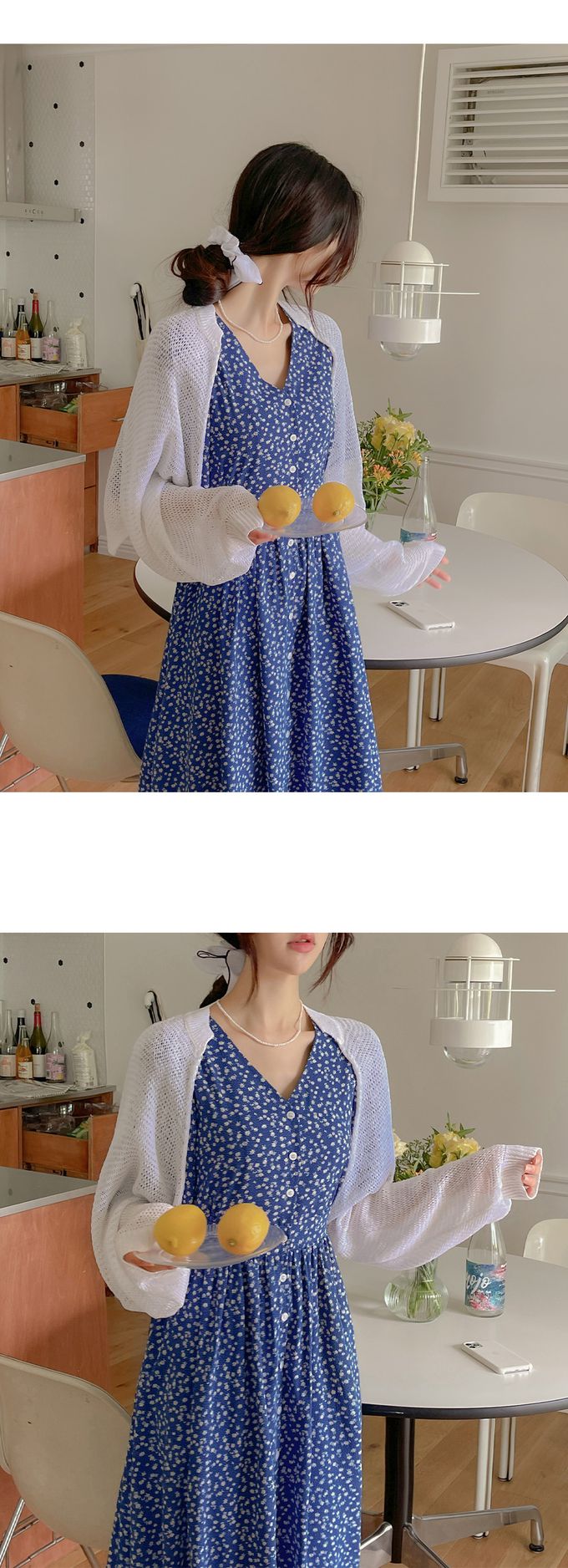 Thea Dress 簡約小V領口袋連身裙- Blue Gray 藍灰色 (CB577) main image 0