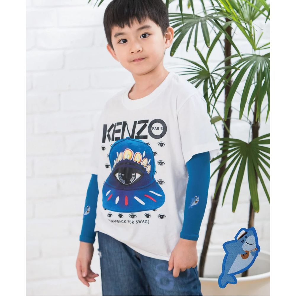 貝柔 Peilou - UPF50+兒童高效涼感防蚊抗UV袖套-(貼布繡)-鯊魚-藍 (F)