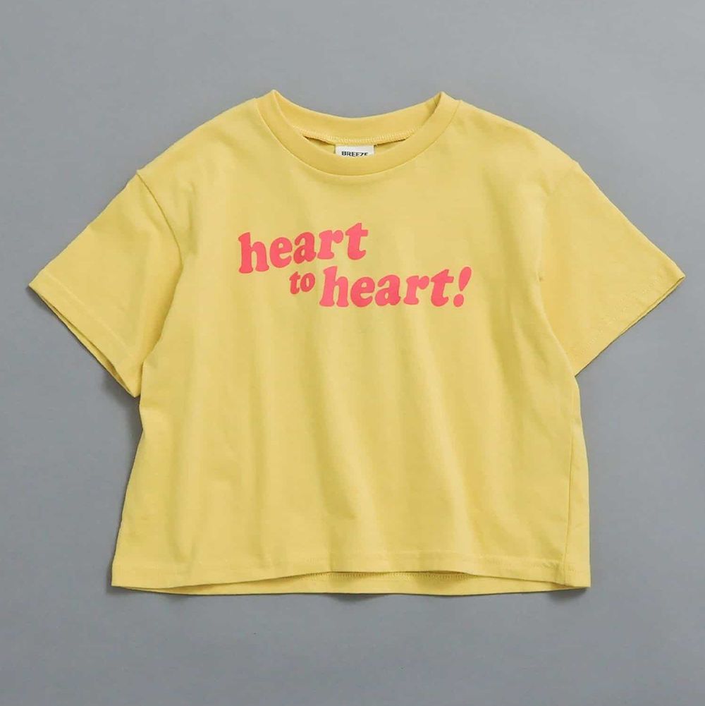 簡約帥氣logo短袖上衣-HEART-黃