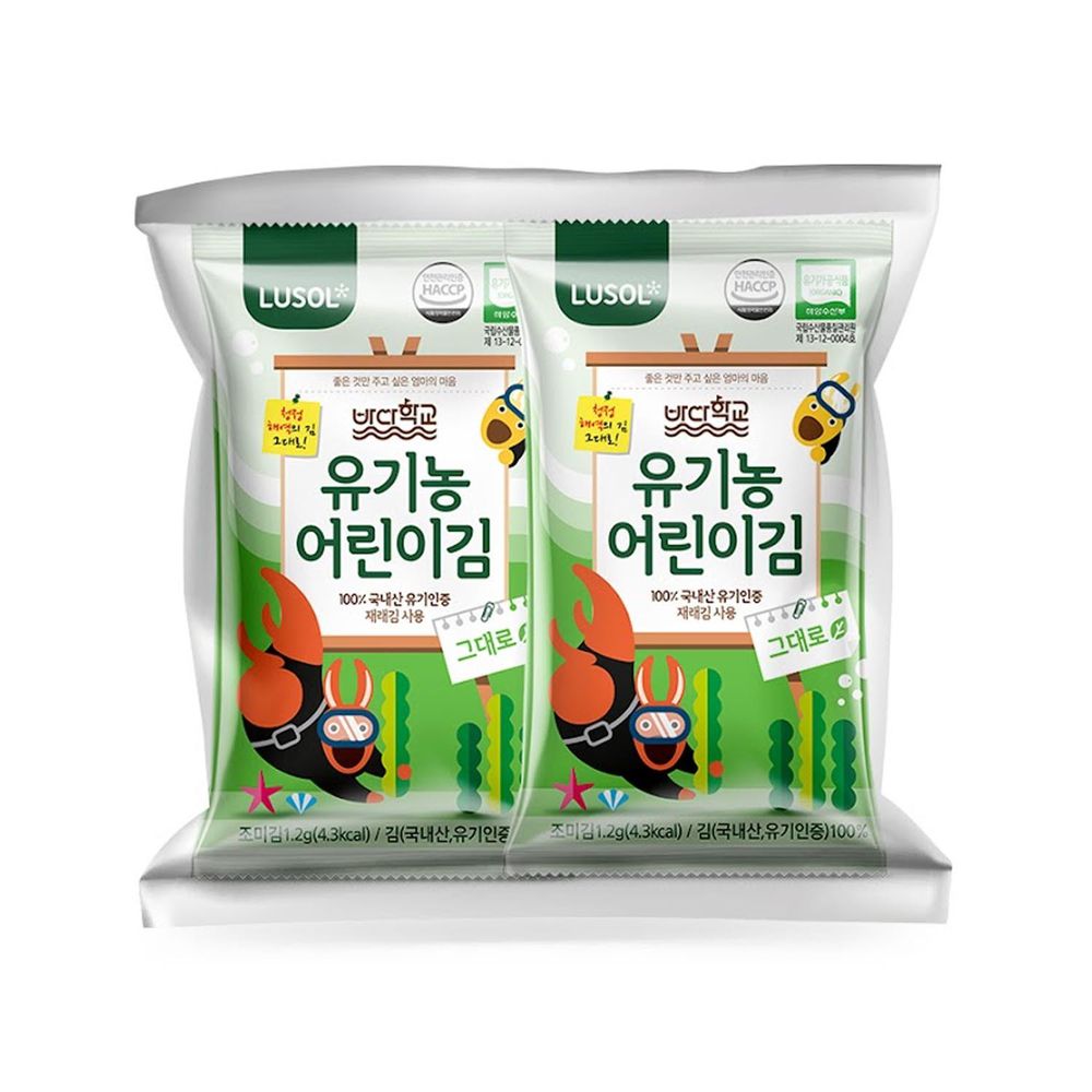 韓國 LUSOL - 烘烤海苔(9m+) (無鹽無調味)-12g-10入/包