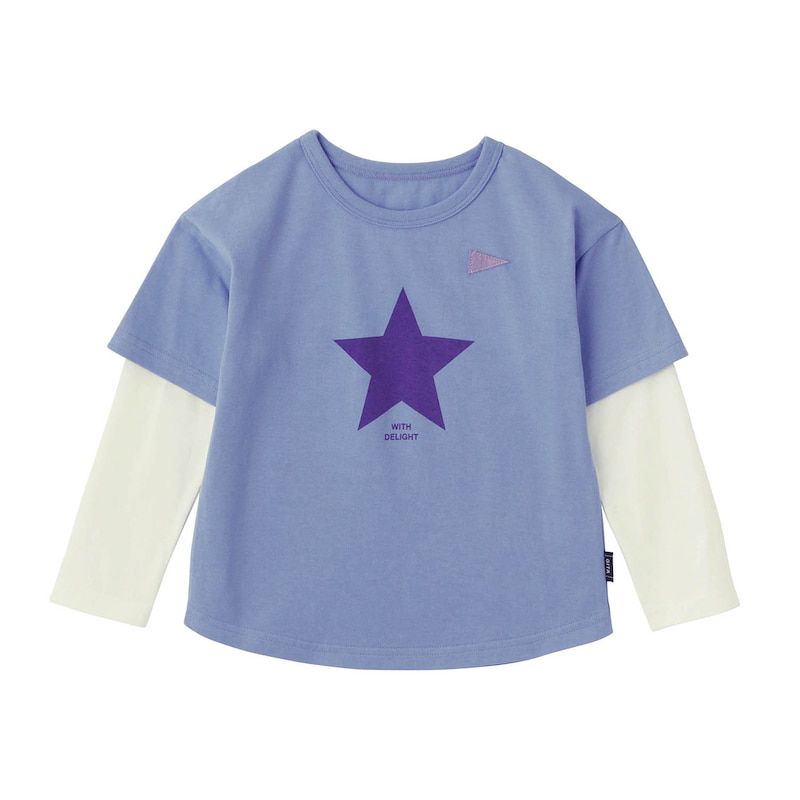 日本千趣會 - GITA 假二件清爽男孩長袖上衣-星星-藍紫