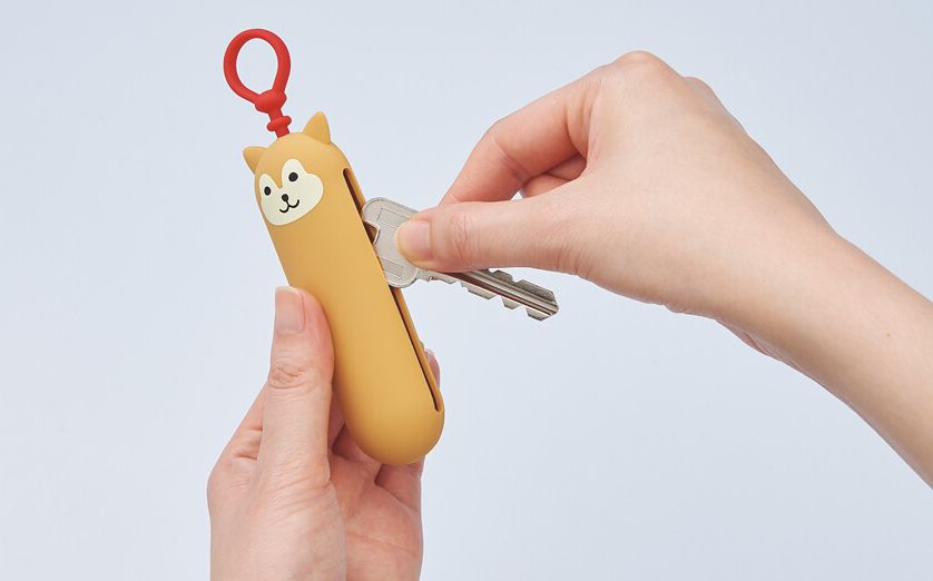 日本文具 LIHIT - 鑰匙收納套/鑰匙圈(約3支)-小花貓