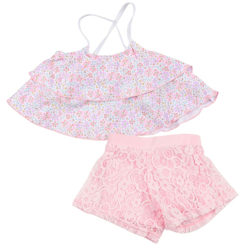 akachan honpo - 兩件式泳衣-小花-粉紅色