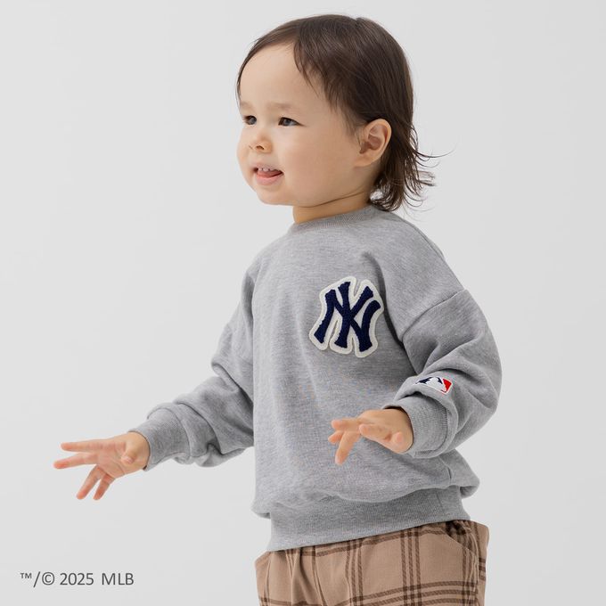 日本 Chil2 - MLB聯名 立體LOGO刺繡長袖上衣-紐約洋基-海軍藍