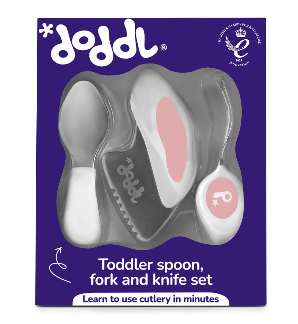 秒拾餐具 - 人體工學兒童學習餐具3件組-乾燥玫瑰