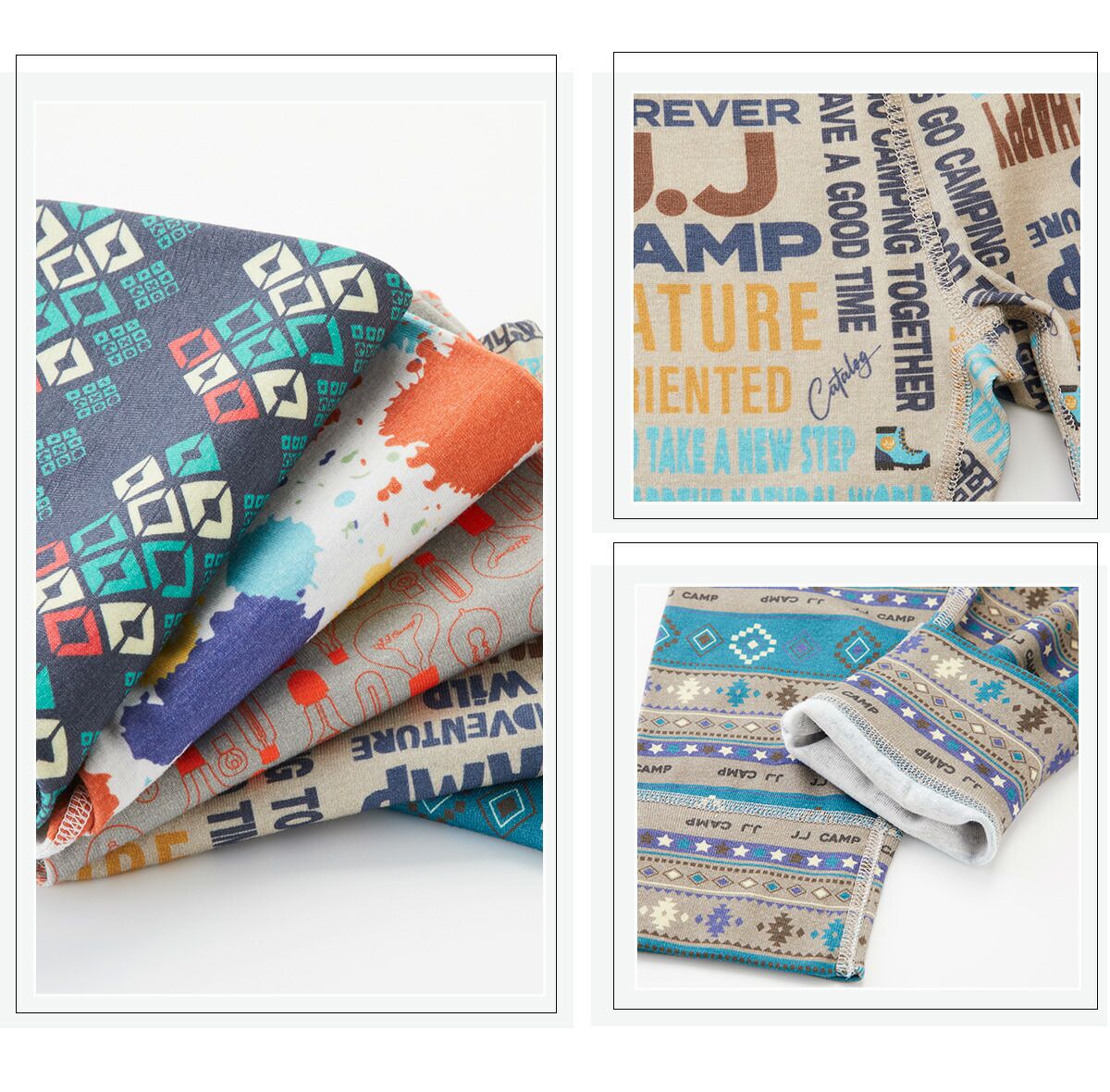 日本服飾代購 - 防蚊加工 繽紛印花薄長褲-露營道具-深灰