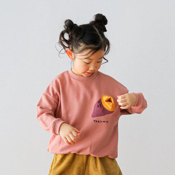 日本 Baby Room - 裏毛落肩寬版長袖上衣-紫芋-淺灰