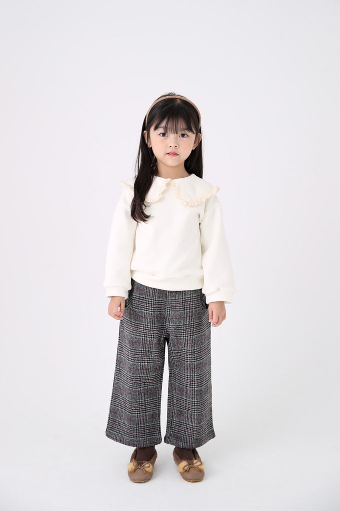 韓國 Coco Bang - 蕾絲布裝飾翻領長袖上衣-粉