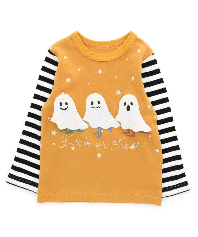 日本 BIT'Z - 萬聖節立體造型拼接長袖上衣-南瓜-白