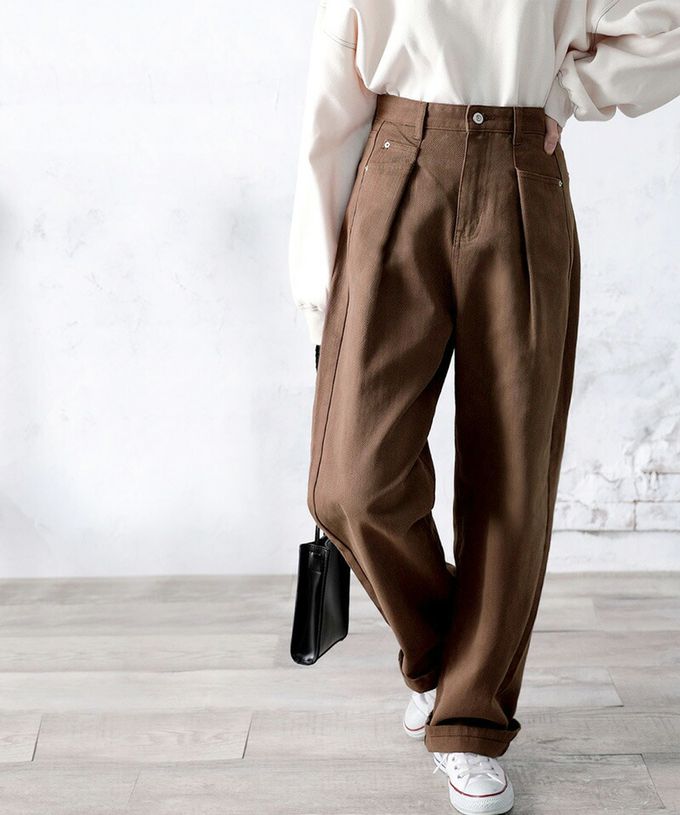 日本 Classical Elf - [熱銷NO.1]  舒適顯瘦打褶長褲-卡其