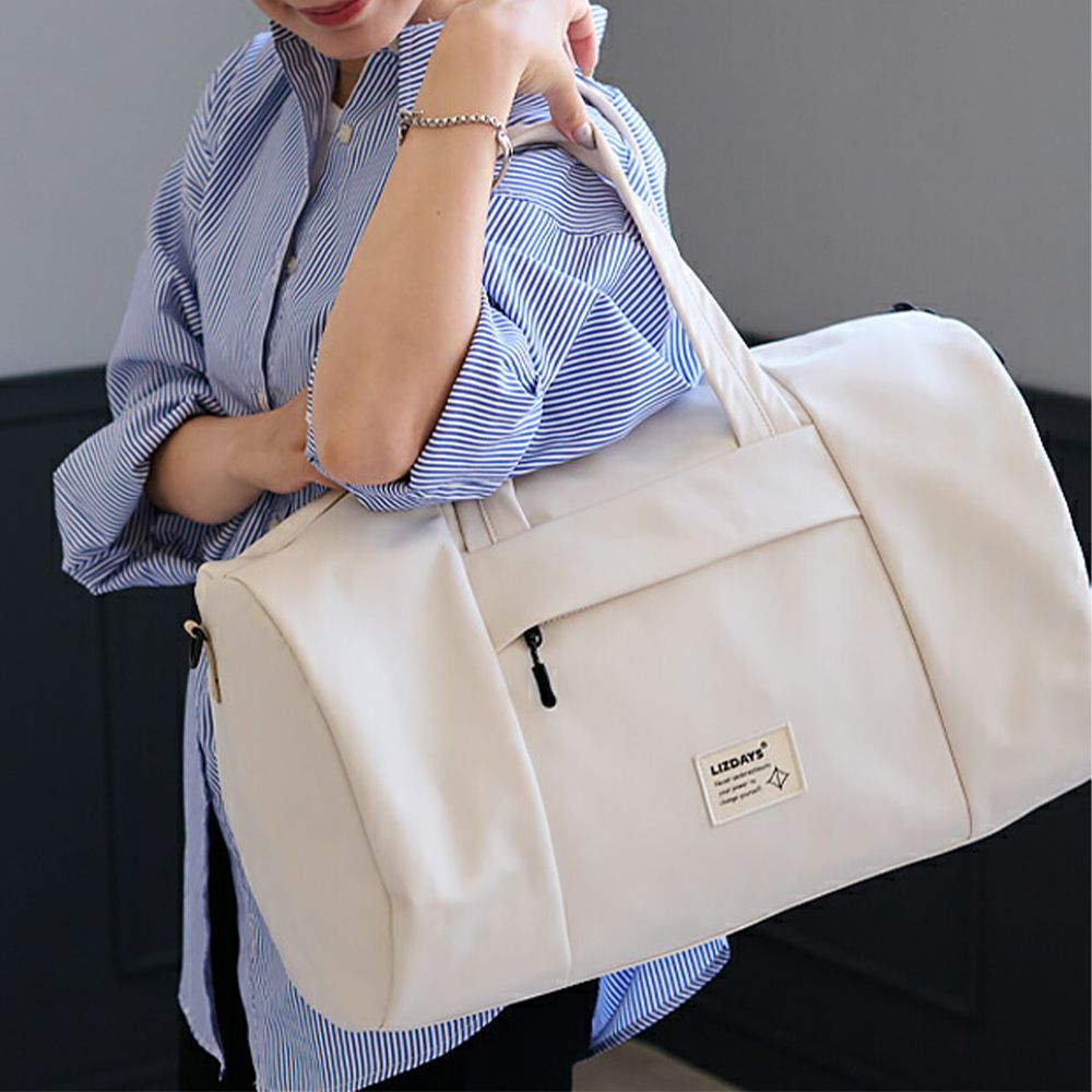 2way大容量防潑水輕盈波士頓包(登機包)-米白 (47.5x27x18cm)