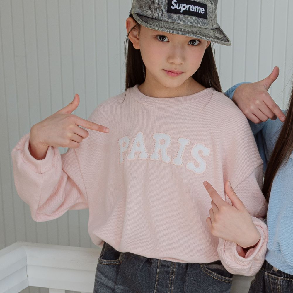 sm2 拼布文字風格針織長袖上衣-PARIS-粉