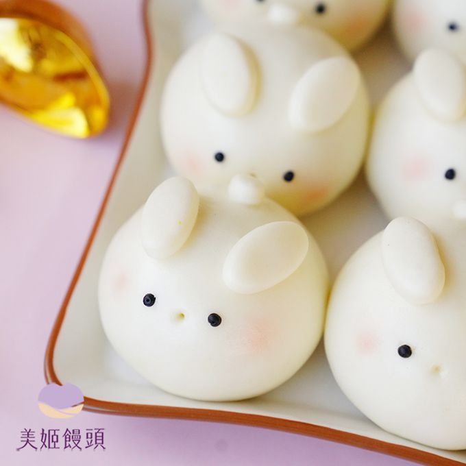 美姬饅頭 - 發財兔鮮乳造型奶黃包-50g*6顆