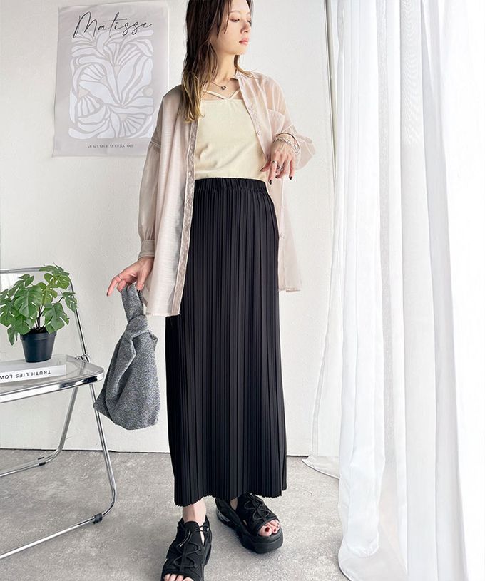 日本 Classical Elf - 喬其紗優美線條修身長裙-黑