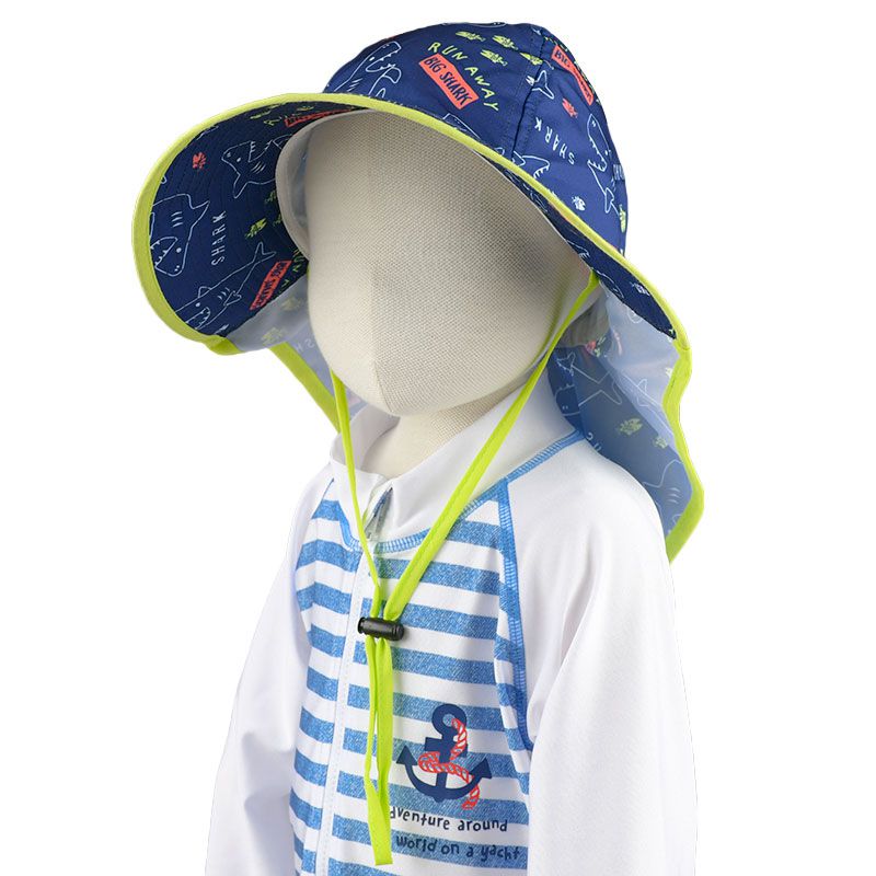 akachan honpo - 海灘帽-藍色 (頭圍52～54cm)