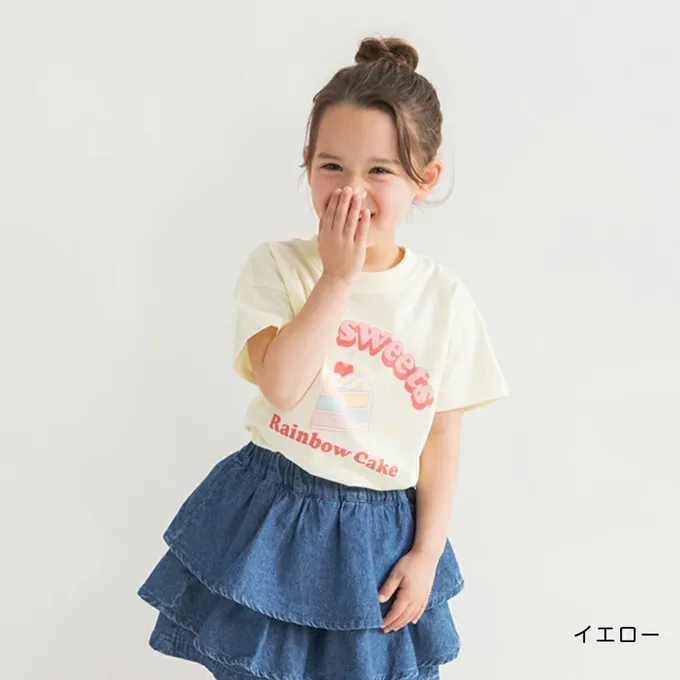 日本 BRANSHES - 100%天竺棉女孩短袖上衣-星星棒棒糖-粉紅