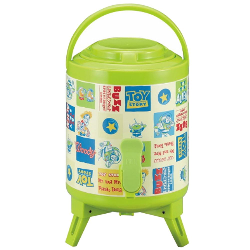 日本CAPTAIN STAG - 迪士尼 保溫保冷飲料桶(可伸縮架高)-玩具總動員-綠 (2.9L)